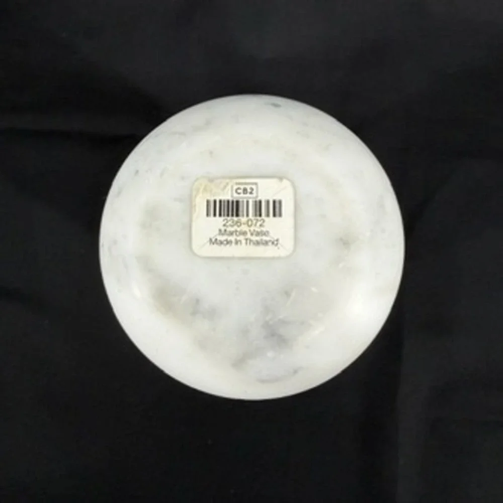 White Marble Cylinder Vase Minimalist Modern Stone Decor 8 inch